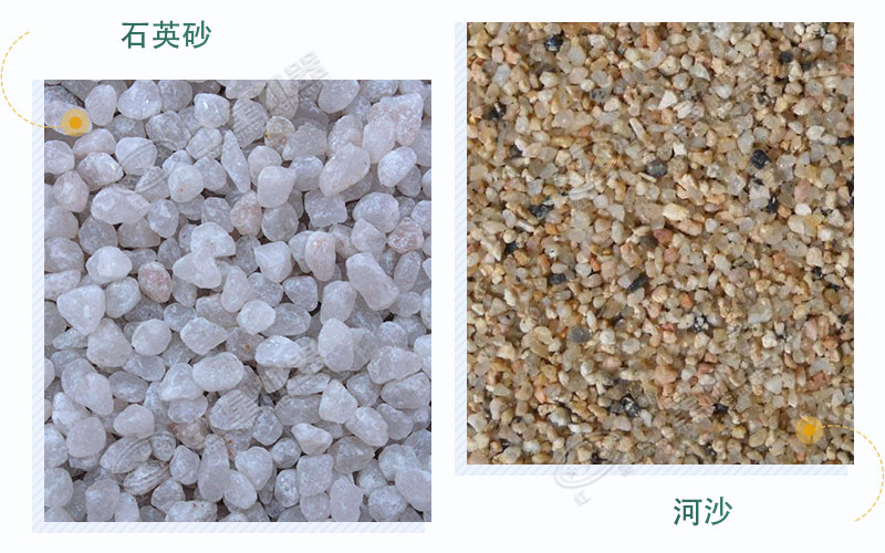 石英砂和河沙兩種物料的外觀對比 石英砂和河沙兩種物料的外觀對比