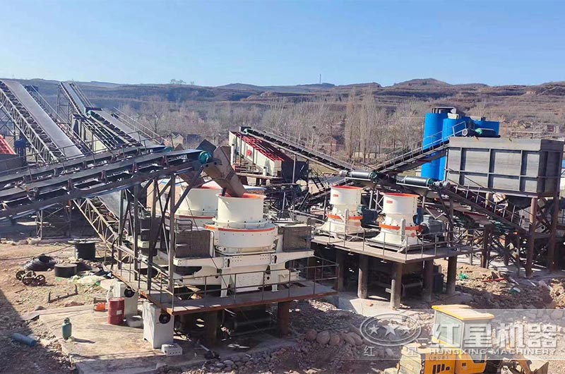 大型砂石廠配備多臺圓錐破和制砂機 大型砂石廠配備多臺圓錐破和制砂機