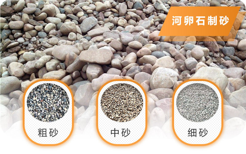 河卵石可以破碎制成多種規格的機制砂 河卵石可以破碎制成多種規格的機制砂